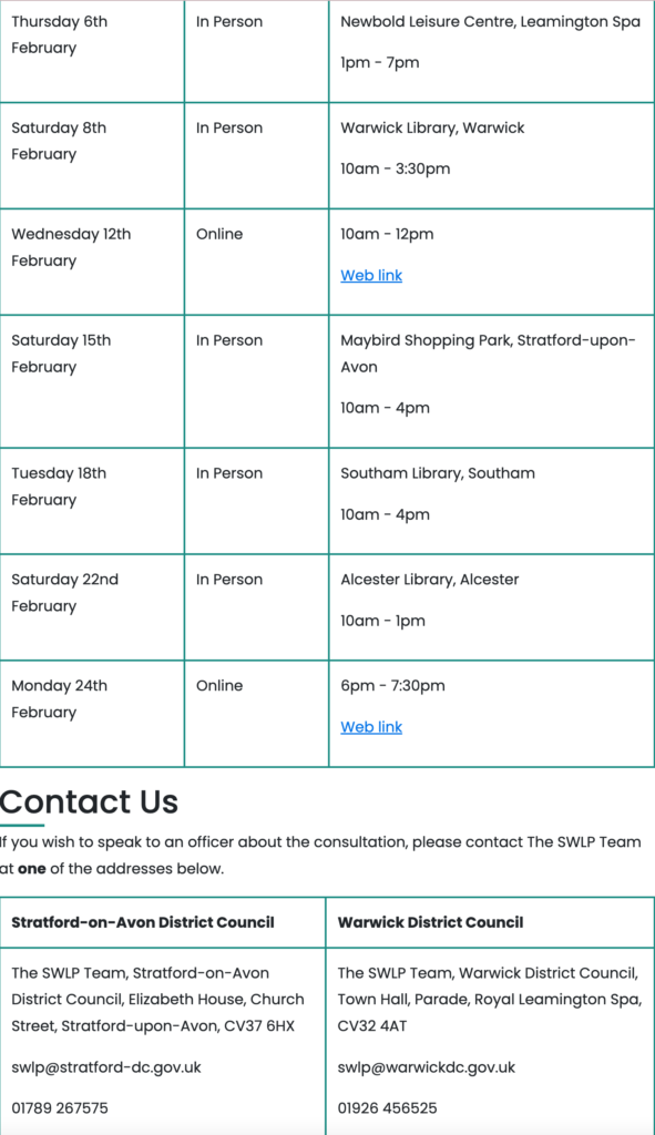 Meeting schedule