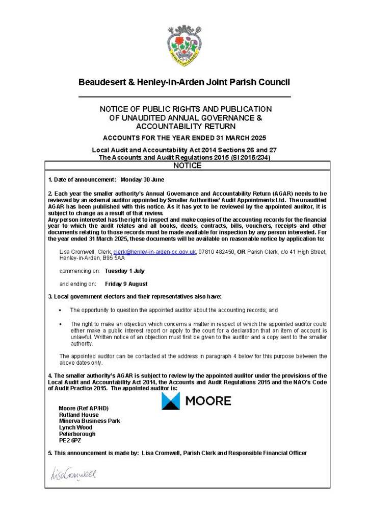 Notice of Public Rights year ended March 2025